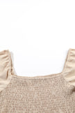 Bubble Sleeve Smocked Wide Leg Jumpsuit