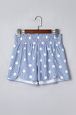Polka Dot Shirred High Waist Shorts