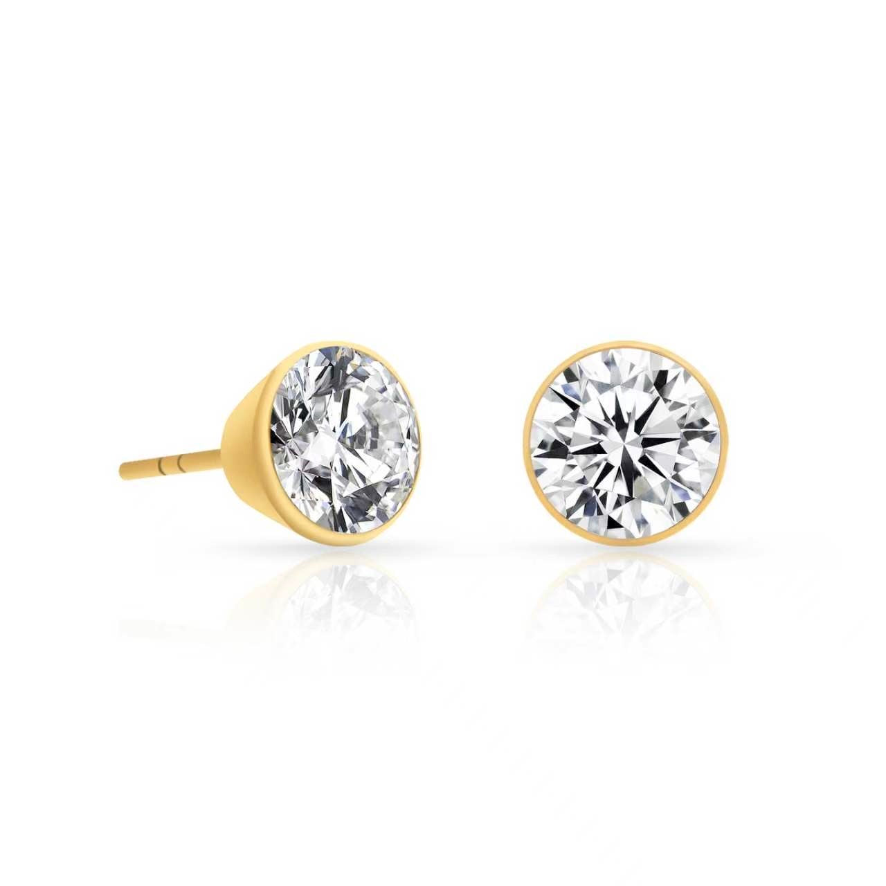 Stunning Gold 2 ct Solitaire Stud Earrings ~ Perfect For Gift Giving