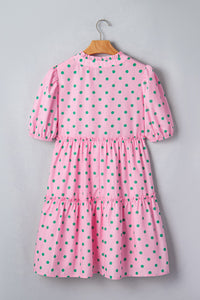 Polka Dot V-Neck Tiered Mini Dress