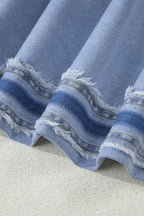 Frayed raw-edge jeans with contrast side panels