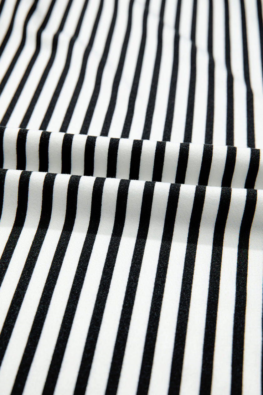 Stripe Tied High Waist Straight Leg Pants