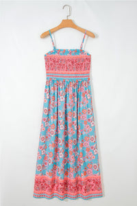 Resort Style Smocked Floral Maxi Dress
