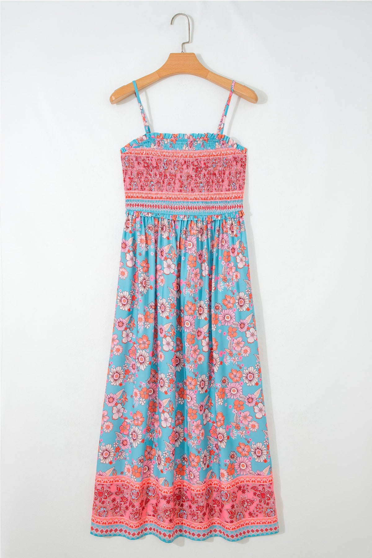 Resort Style Smocked Floral Maxi Dress