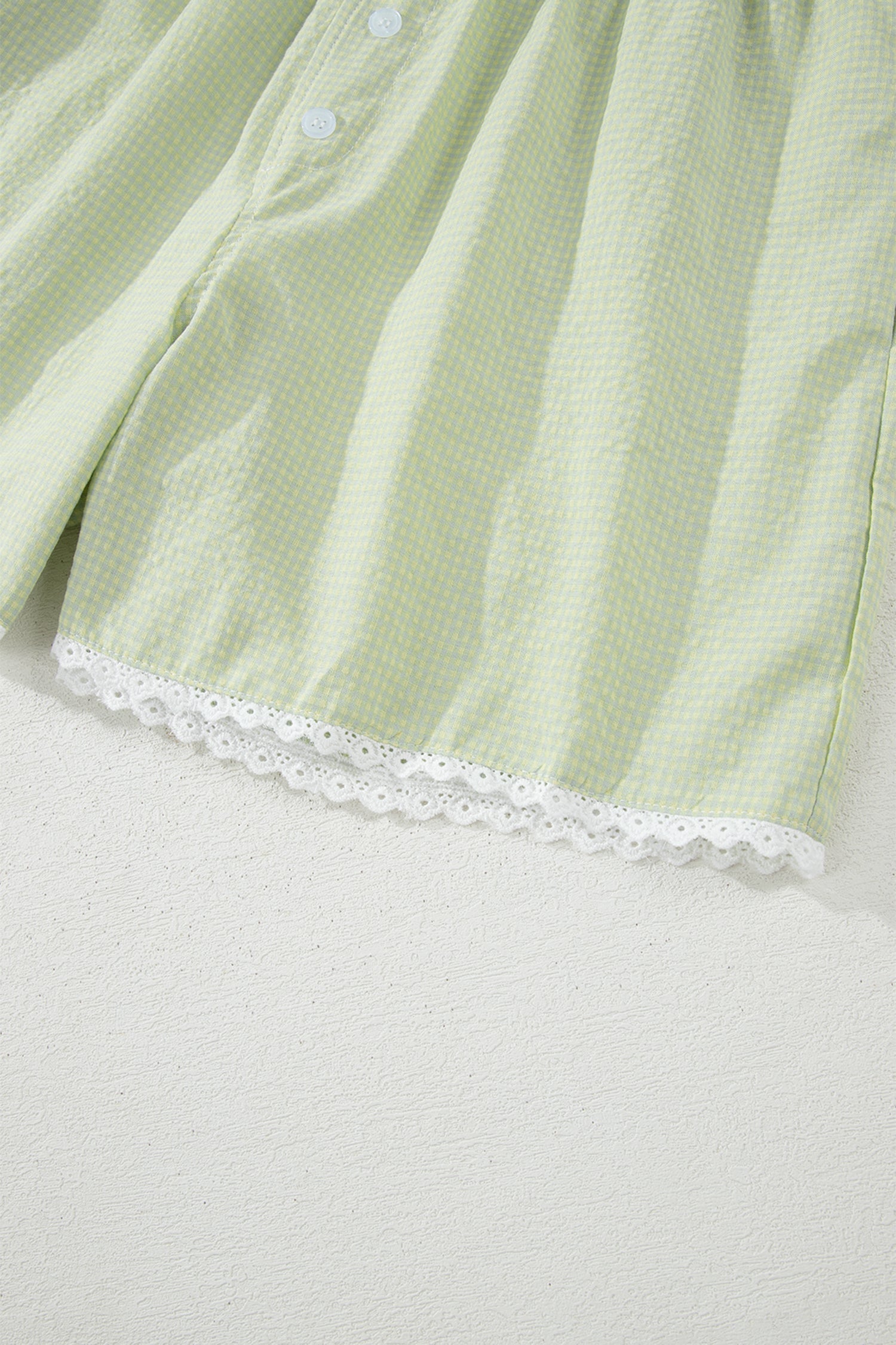 Gingham Plaid Button Lace Trim Boxer Shorts