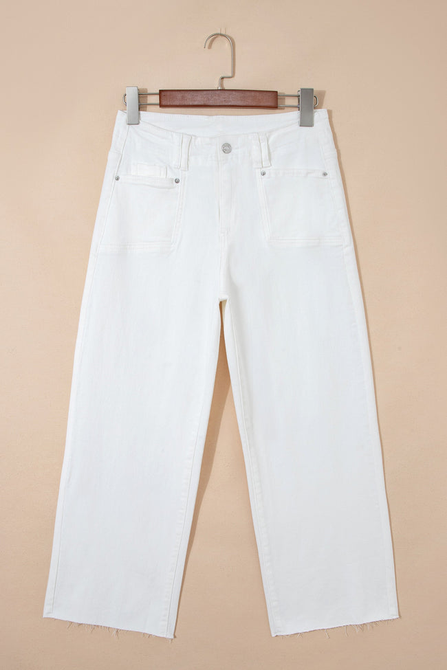 Raw Hem Cropped Straight Leg Jeans