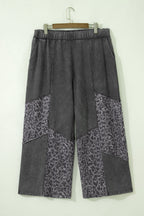 Leopard Patchwork Wide Leg Pants — Plus Sizes — Dark Grey — product image 2