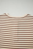 Stripe Cap Sleeve Henley Top & Shorts Set