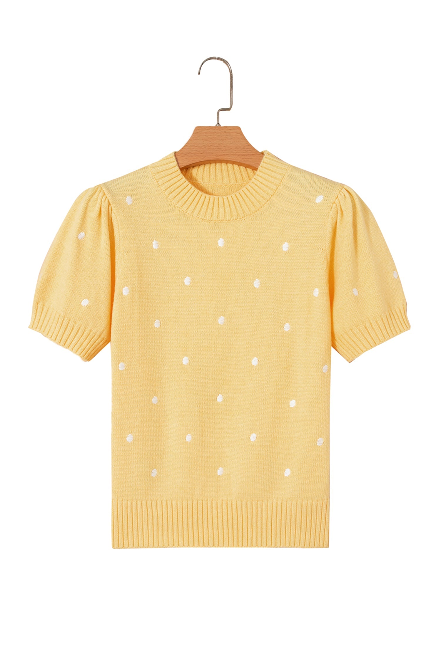 Spring Polka Dot Bubble Sleeve Sweater