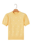 Spring Polka Dot Bubble Sleeve Sweater