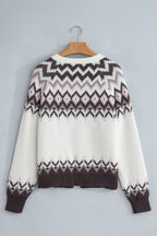 Geometric Fair Isle Brushed Knit Cardigan - additional product view
