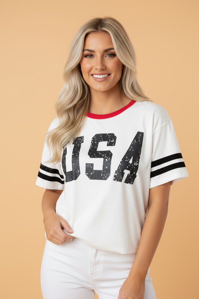 USA Varsity Stripe Tee