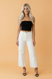 Raw Hem Cropped Straight Leg Jeans