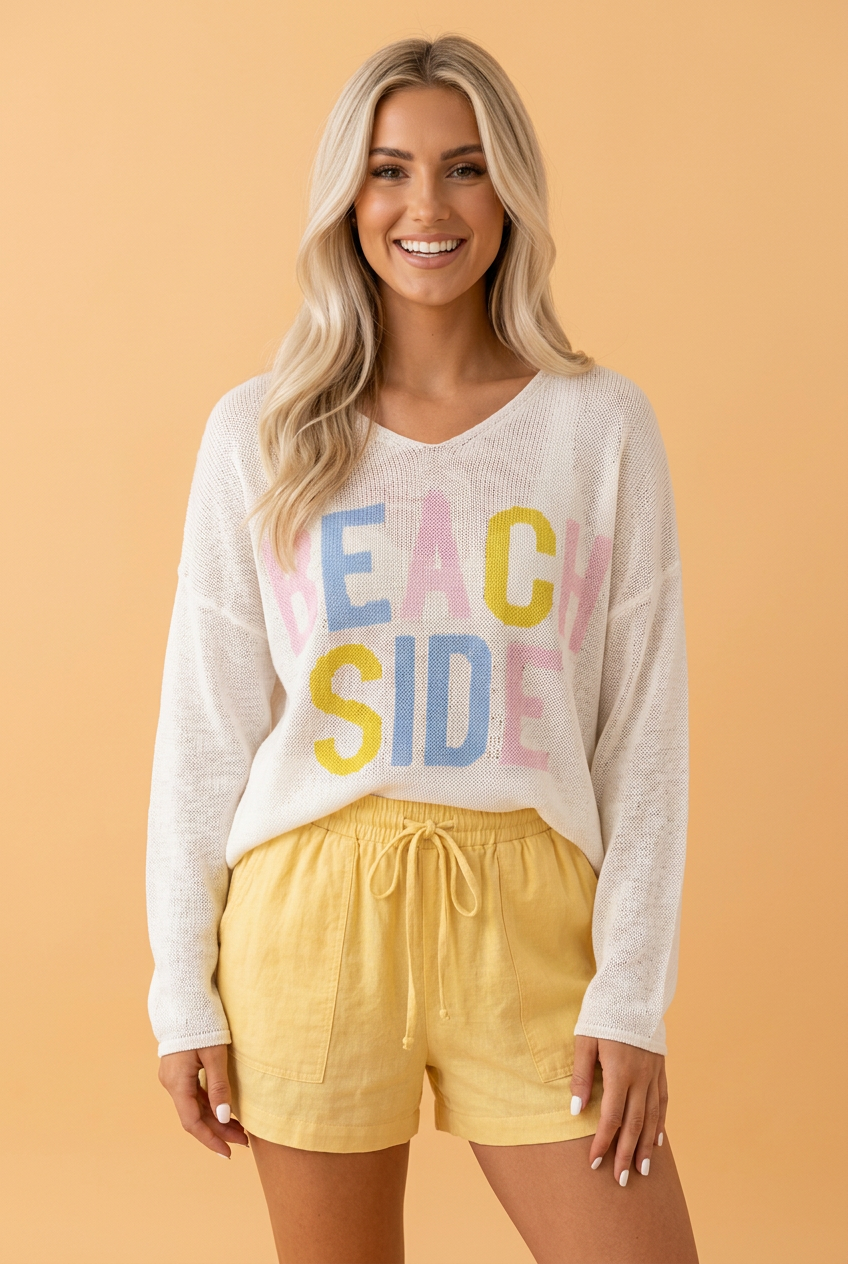 Beach Side V-Neck Lightweight Knit Sweater
