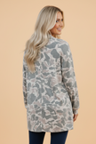 Camo Long Sleeve Open Front Tunic Cardigan