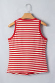 Stripe Ribbed Knit Buttoned Tank Top
