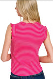 Women's Tank Top Tank Top - Ribbed Stripe Sleeveless - Casual USA Made