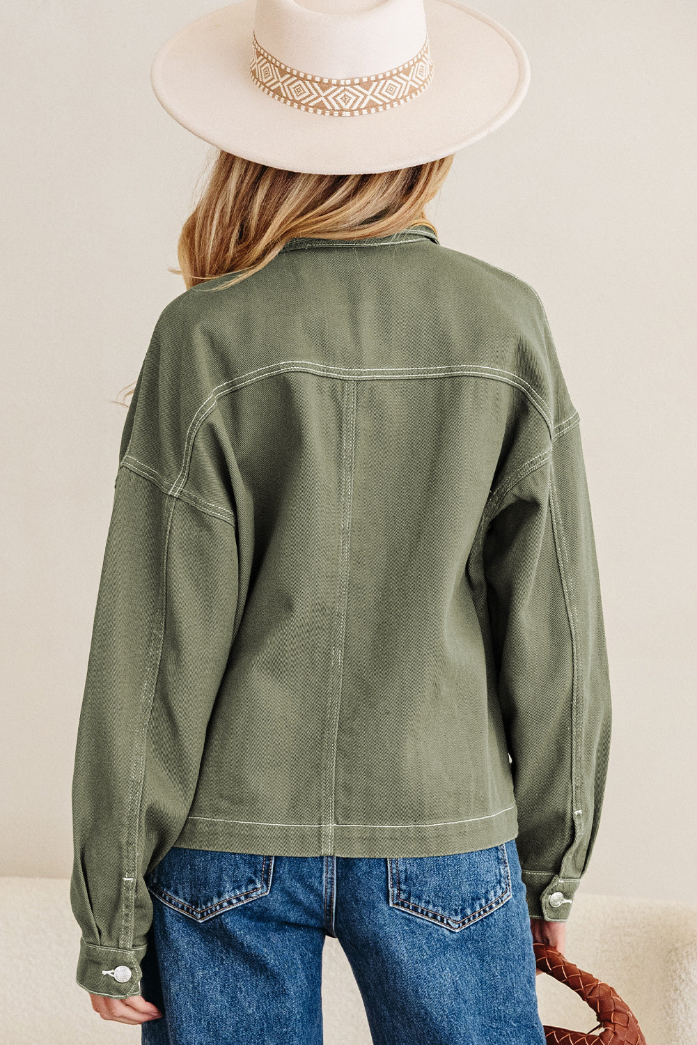 Timeless Denim Button-Up Collared Jacket