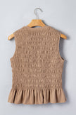 Solid Shirred Ruffle Peplum Hem Tank Top