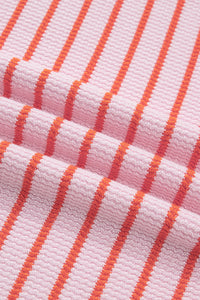 Striped textured-knit sleeveless sweater top