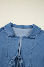 Denim peplum top with balloon sleeves