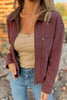 Corduroy Collar Zipped Front Denim Jacket