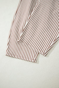 Striped High Waist Barrel Leg Jeans