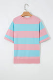 Stripe Colorblock Knitted Short Sleeve T-Shirt