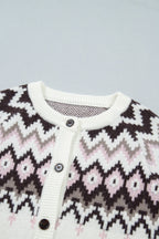 Geometric Fair Isle Brushed Knit Cardigan - additional product view