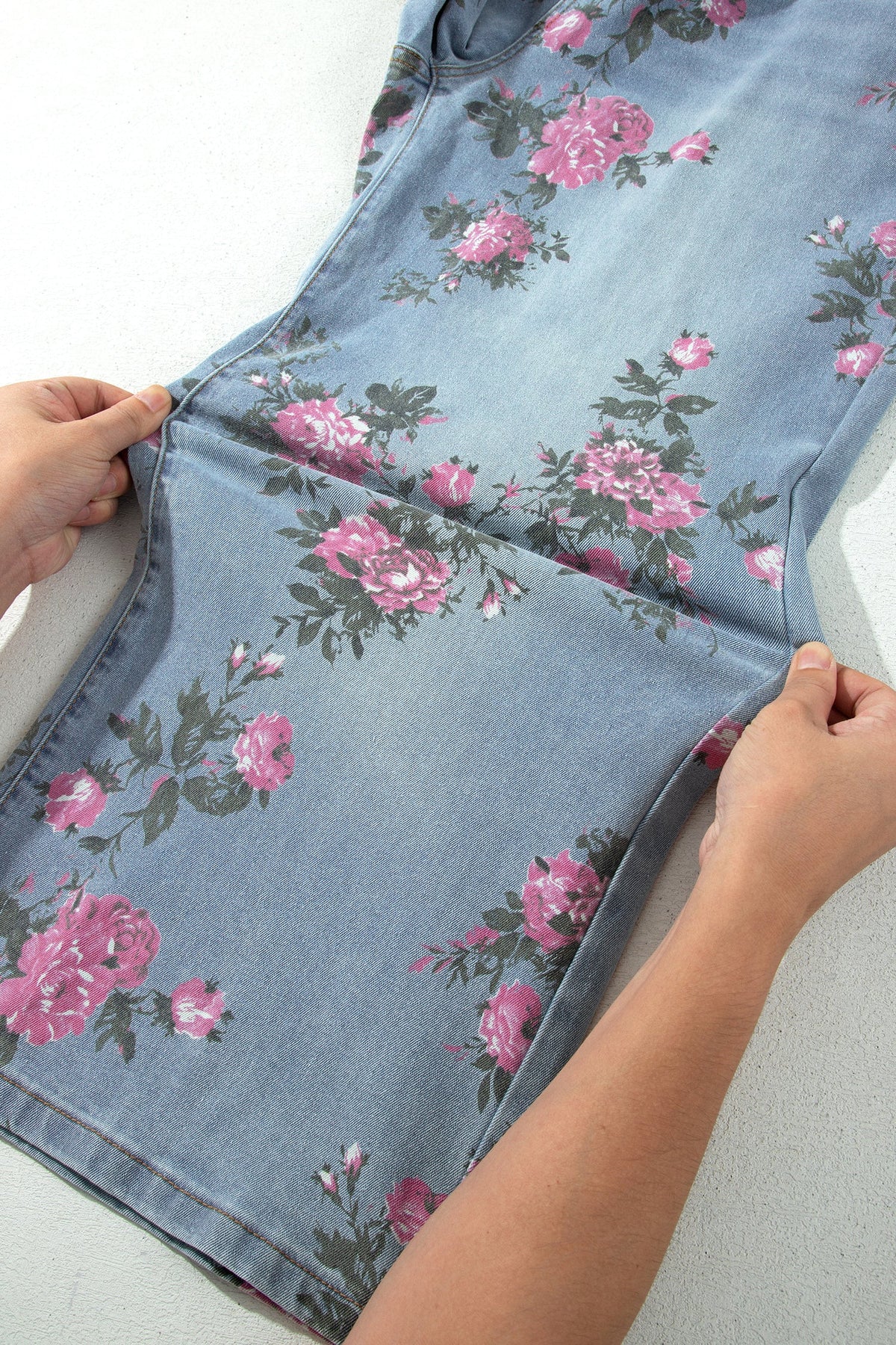Floral Ankle Length Jeans — Plus Sizes — Sky Blue — product image 5