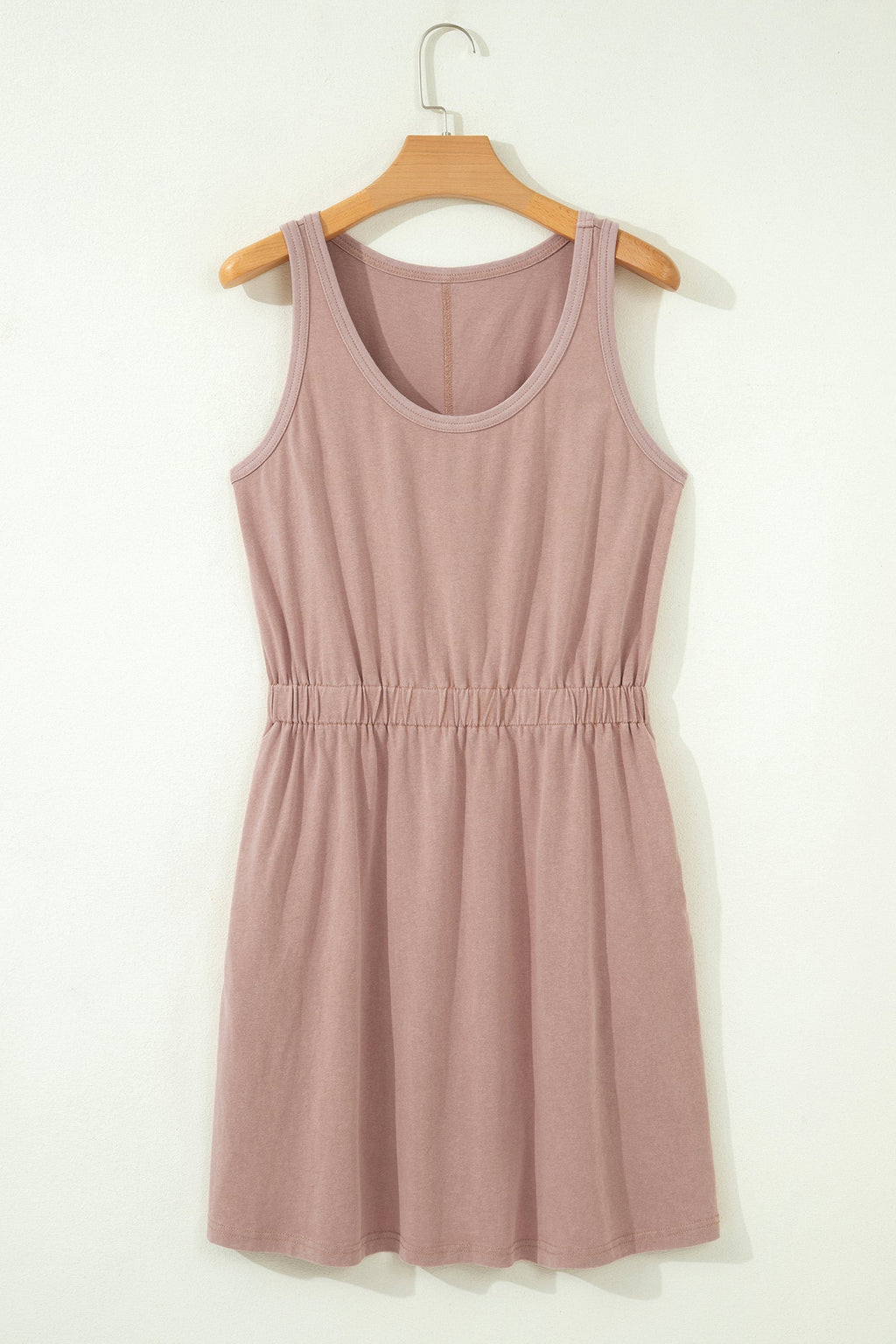 Mineral wash scoop-neck dress with elastic waist