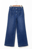 Denim Patch Pocket Wide Leg Jeans