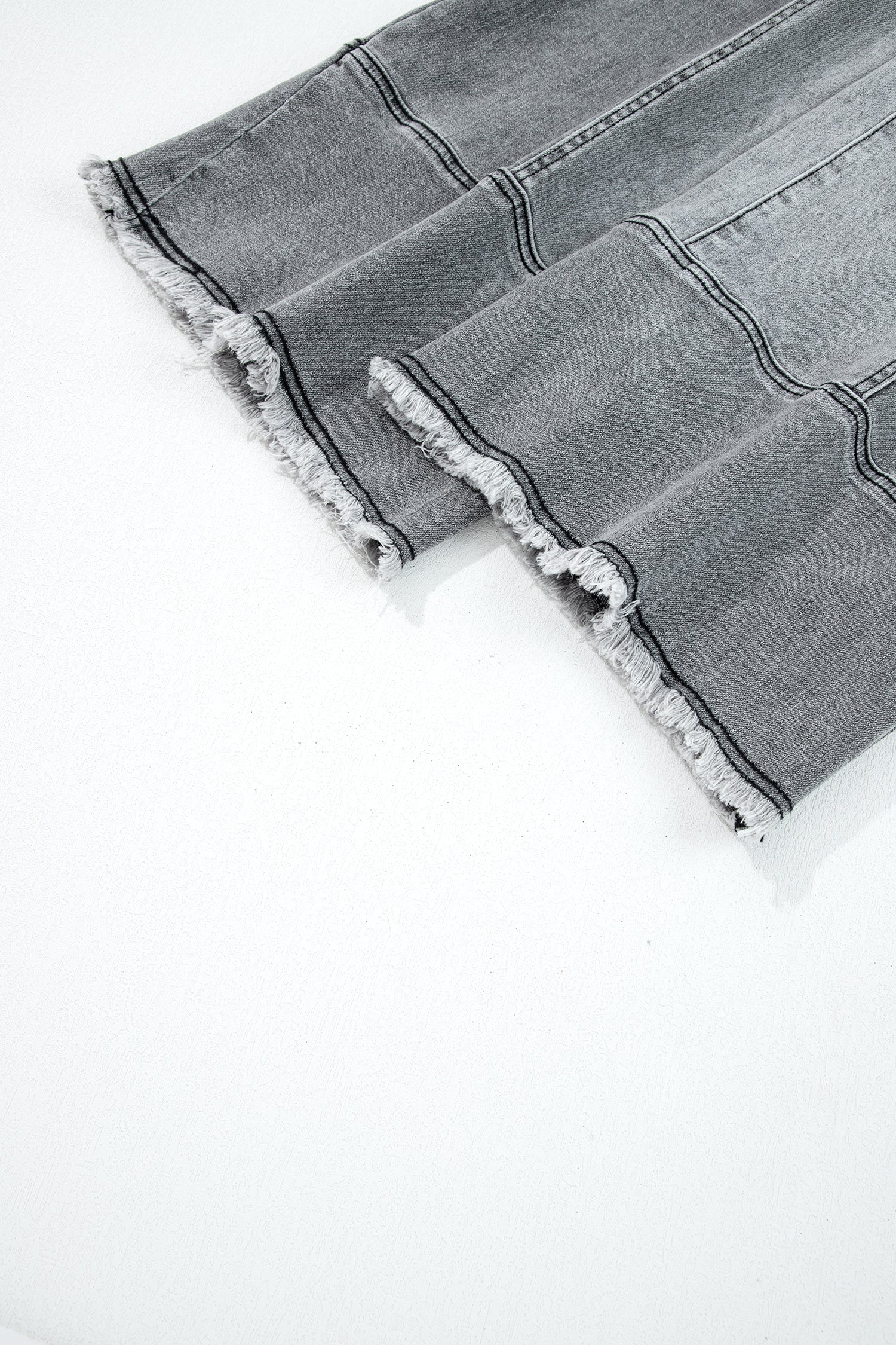 Raw Hem Denim Drawstring Wide Leg Pants