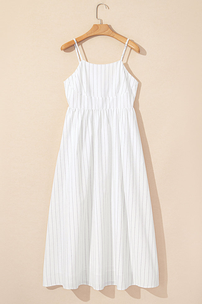 Stripe Spaghetti Strap High Waist Dress