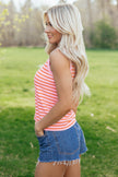 Stripe Textured Knit Sleeveless Sweater Top