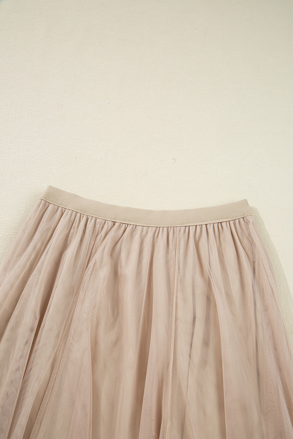 Solid tulle mesh overlay flared skirt