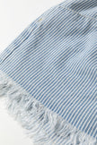 Stripe Denim Raw Edge Drawstring Shorts