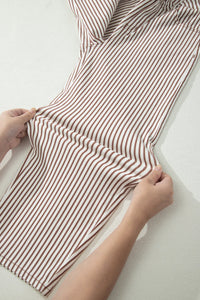 Striped High Waist Barrel Leg Jeans