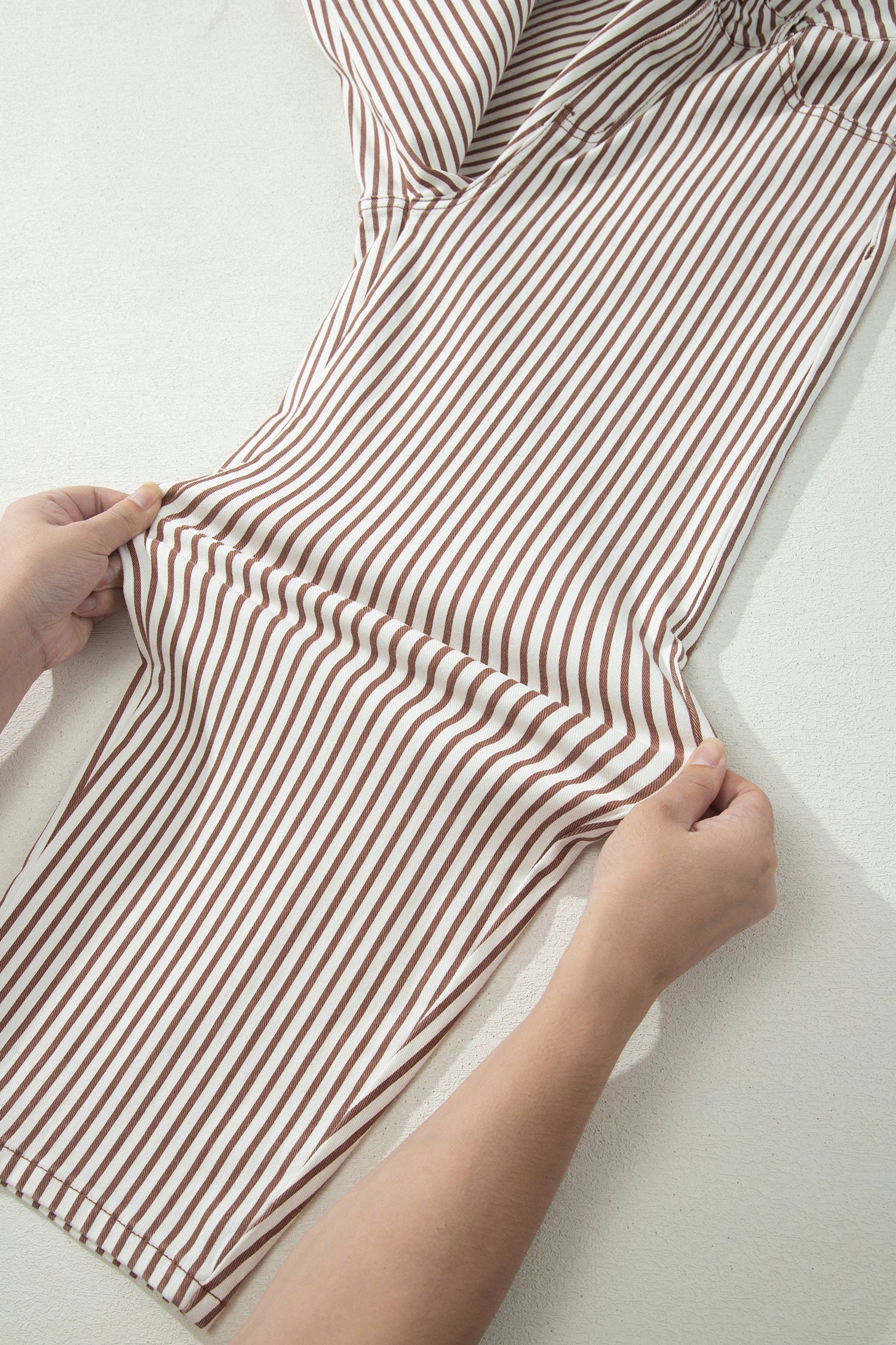 Striped High Waist Barrel Leg Jeans