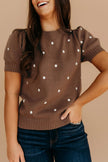 Adorable Polka Dot Bubble Sleeve Sweater