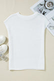 Women's Sweater Tee - Side Slits Short Sleeve - Casual Top