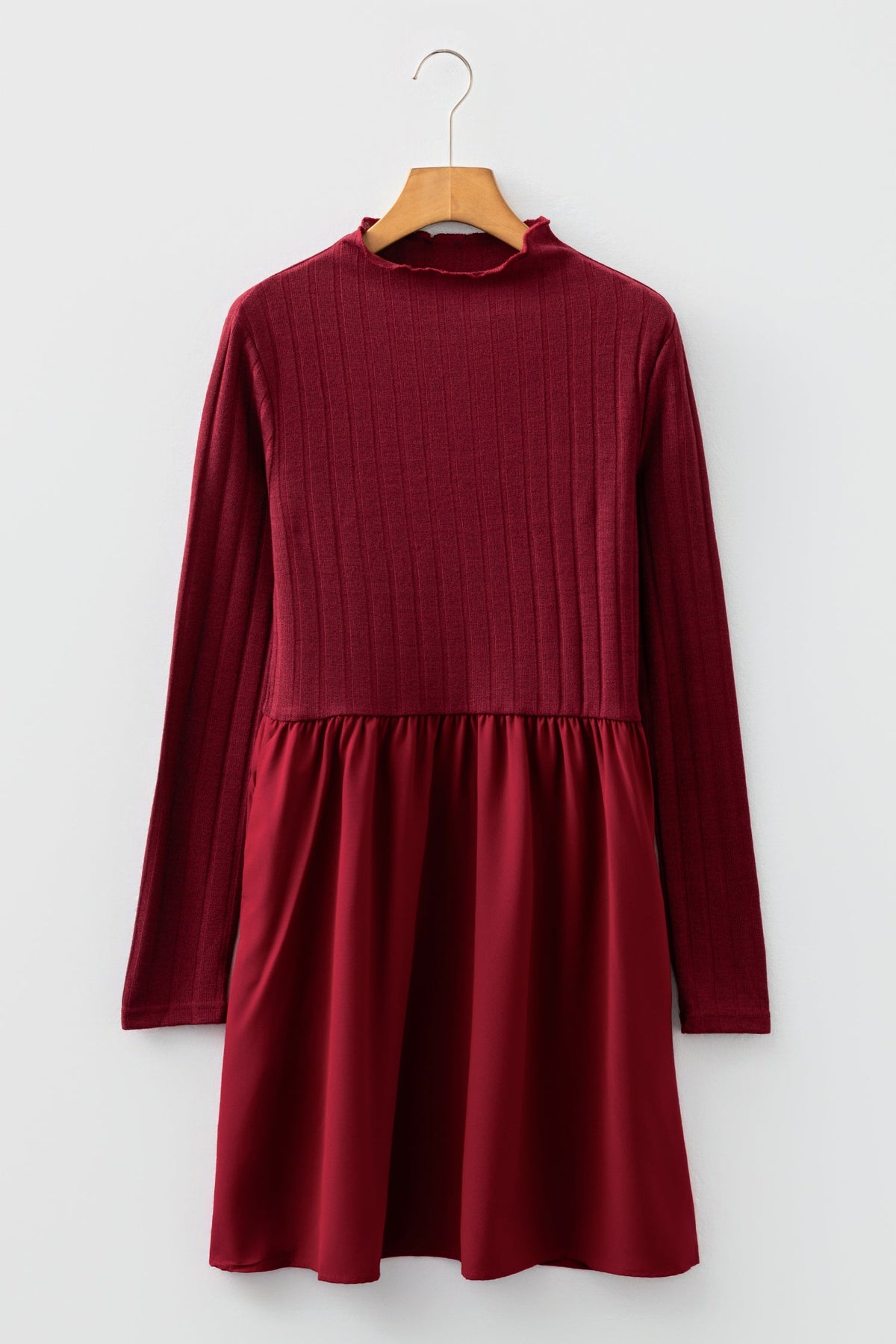 Ribbed Knit Patchwork Long Sleeve Mini Dress - additional product view