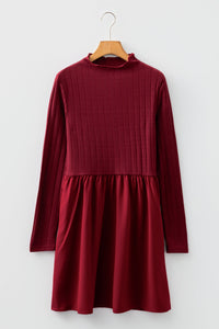 Ribbed Knit Patchwork Long Sleeve Mini Dress - additional product view
