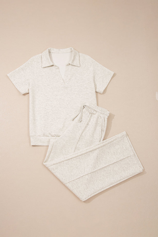 Sporty Polo & Drawstring Pant Set