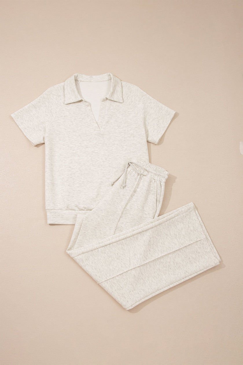 Sporty Polo & Drawstring Pant Set