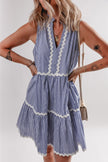 Stripe Sleeveless Contrast Ricrac Trim Mini Dress