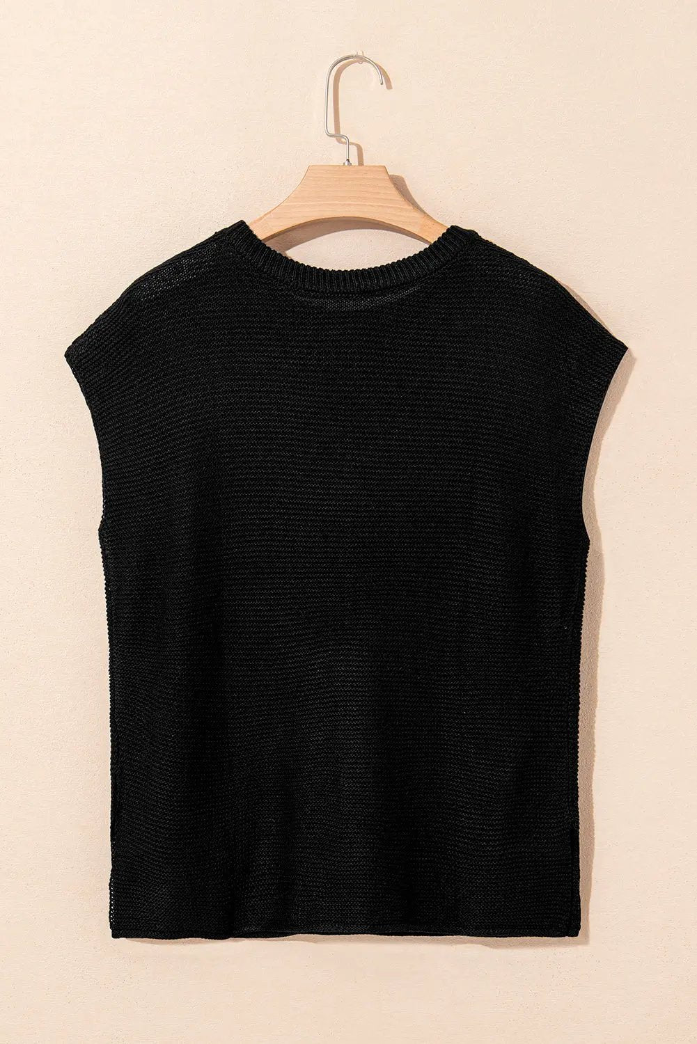 Women's Sweater Tee - Side Slits Short Sleeve - Casual Top
