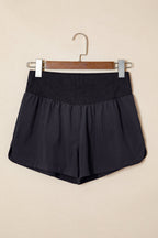 Ribbed high-waist athletic shorts with stretch fit
