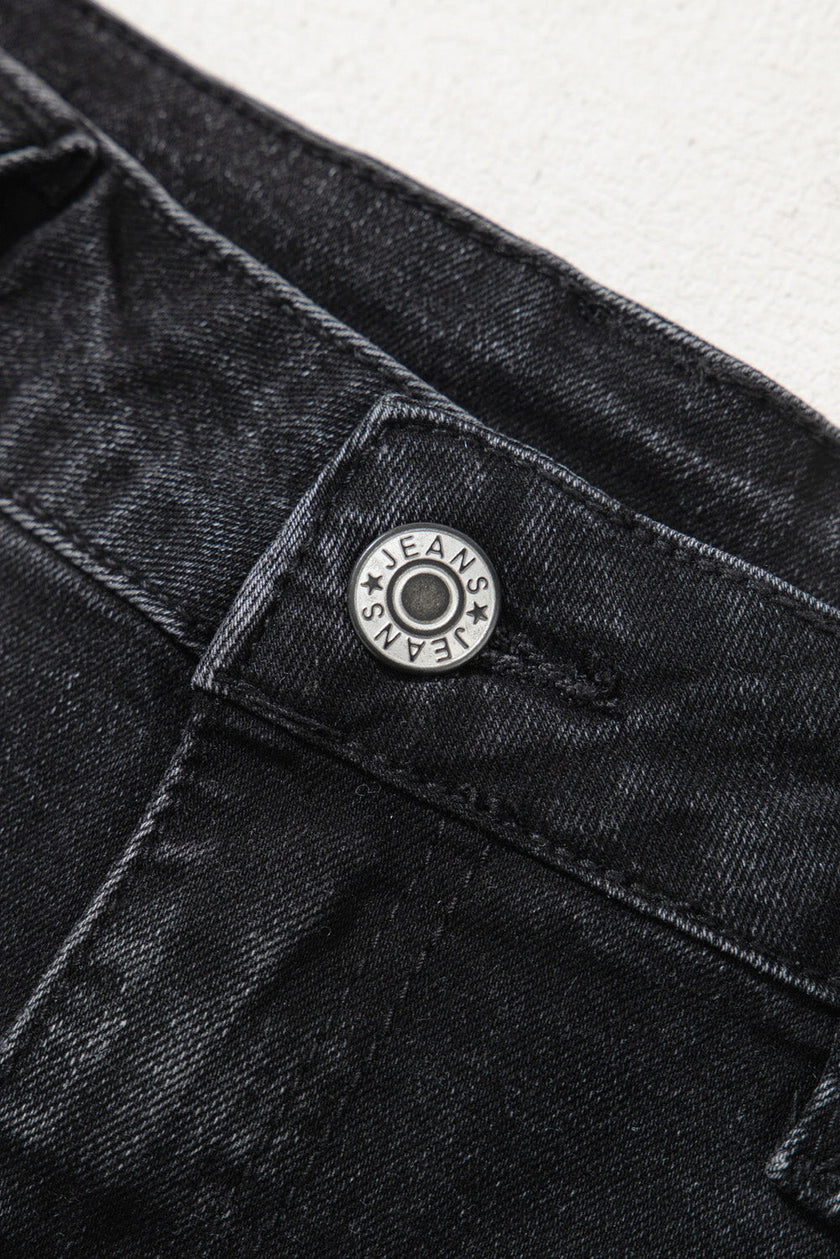 Denim Patch Pocket Wide Leg Jeans
