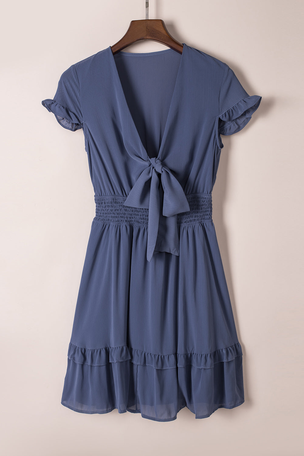 Knotted Front V-Neck Mini Dress - additional product view